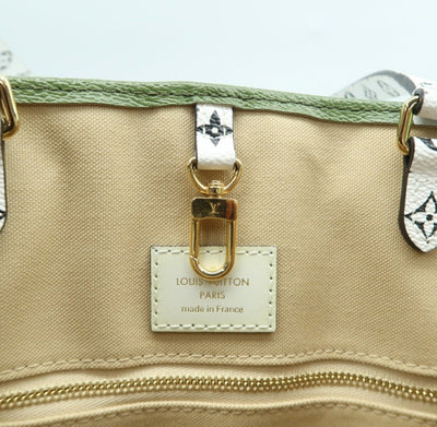 Louis Vuitton On the go White & Green Monogram Canvas Satchel Bag - Luxury Cheaper