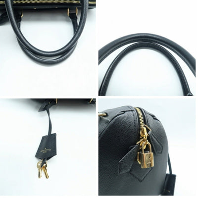 Louis Vuitton Speedy 25 Black Monogram Leather Satchel Bag - Luxury Cheaper
