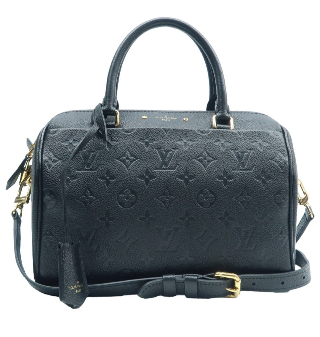Louis Vuitton Speedy 25 Black Monogram Leather Satchel Bag - Luxury Cheaper