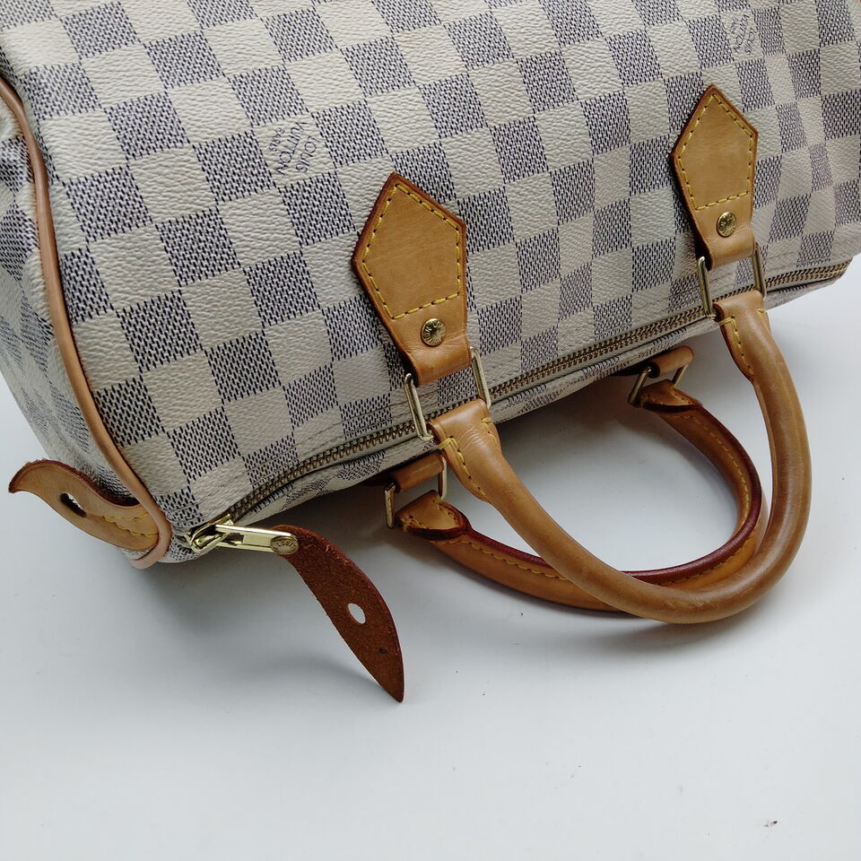 Louis Vuitton Speedy 30 White Damier Azur Hand Bag - Luxury Cheaper