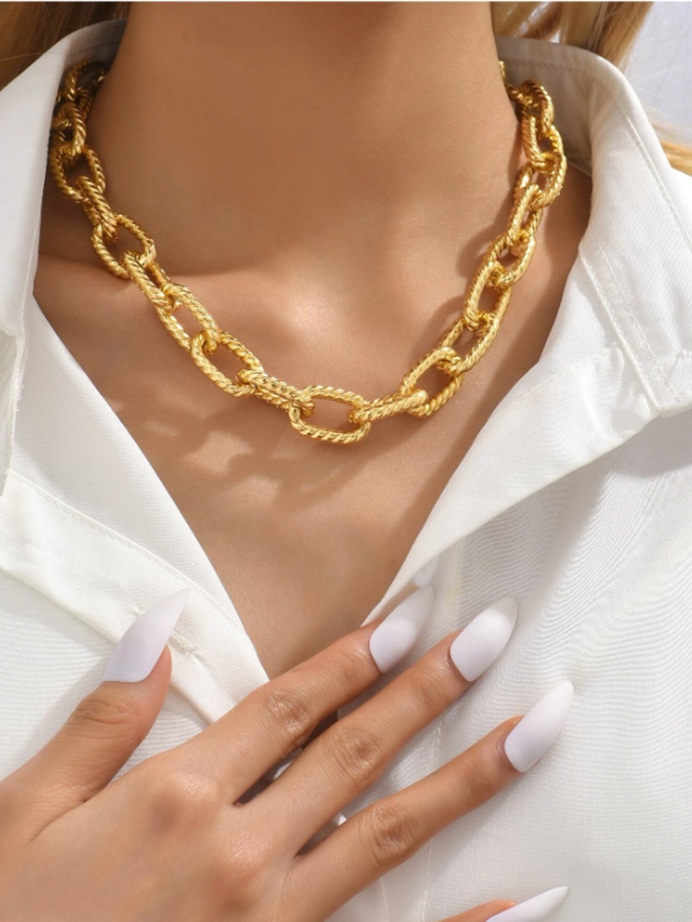 Minimalist Chain Necklace Yellow Gold Color - Luxury Cheaper