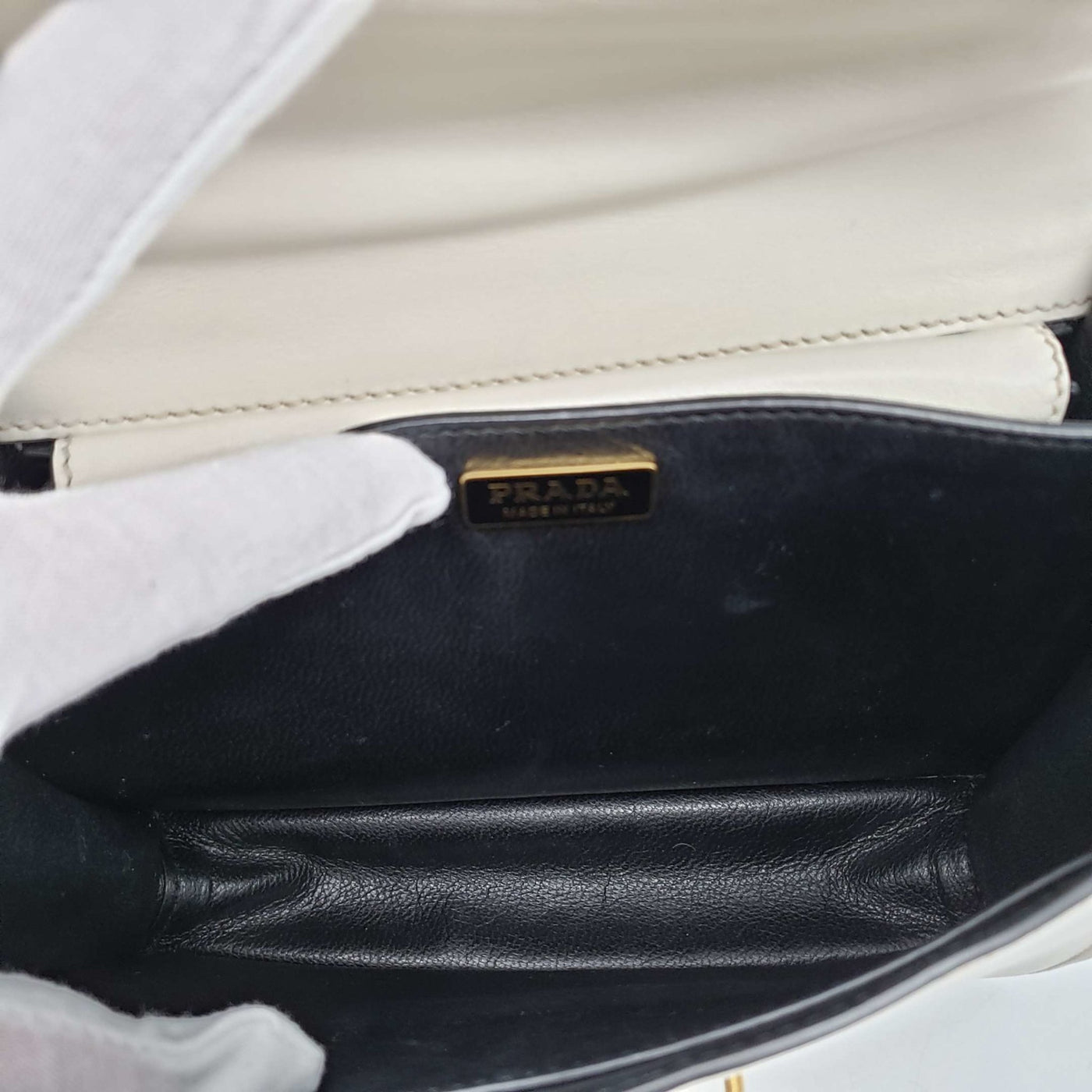 Prada Cahier Black & White Leather Shoulder Bag - Luxury Cheaper