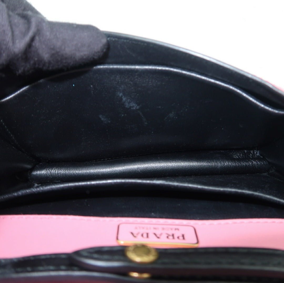 Prada Cahier Pink & Black Leather Shoulder Bag - Luxury Cheaper