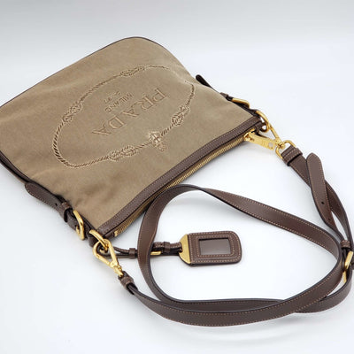 Prada Canvas and Leather Crossbody Bag - Luxury Cheaper