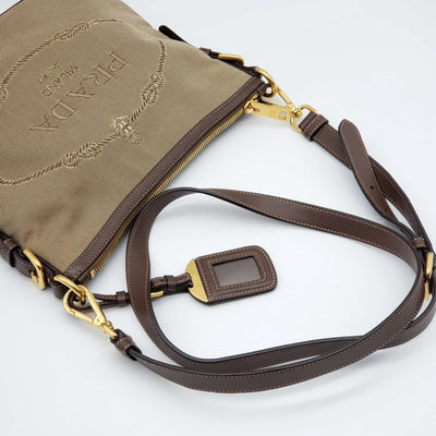 Prada Canvas and Leather Crossbody Bag - Luxury Cheaper