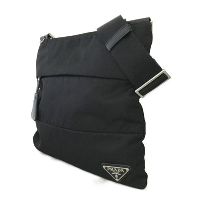 PRADA Logo Plate Black Nylon Shoulder Bag - Luxury Cheaper