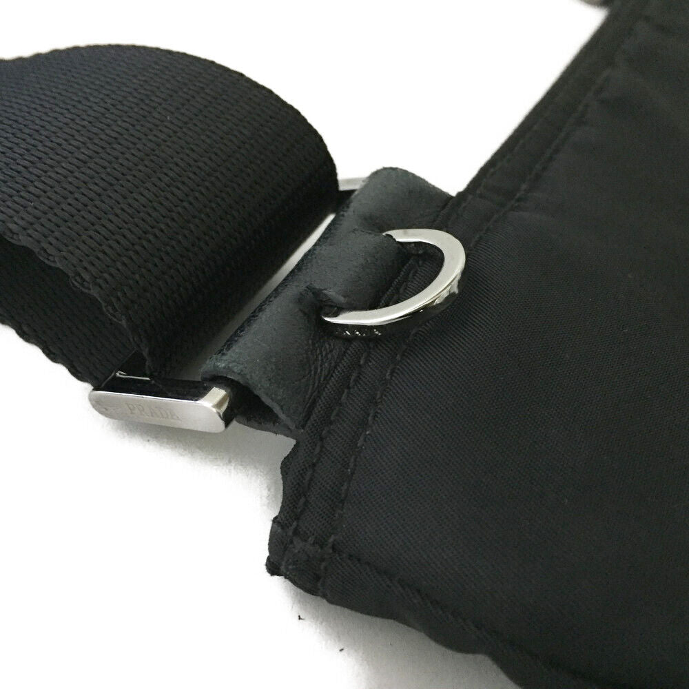 PRADA Logo Plate Black Nylon Shoulder Bag - Luxury Cheaper