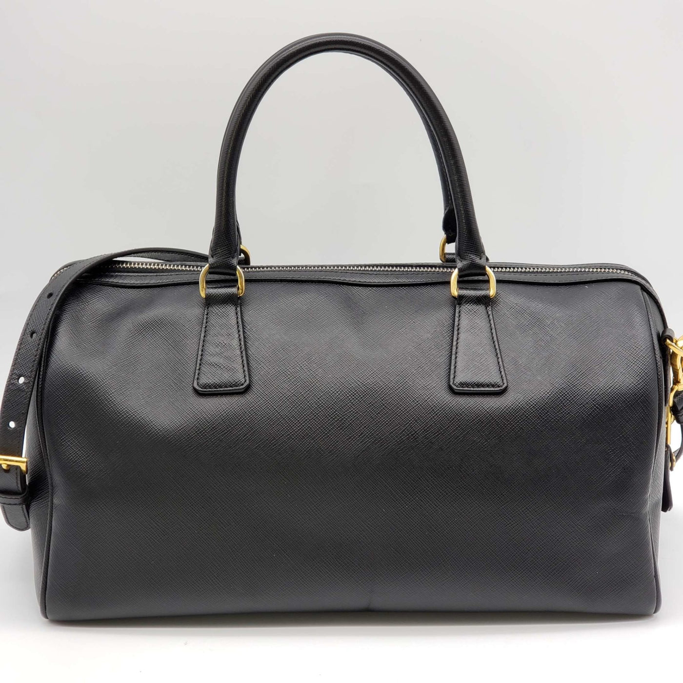 PRADA Saffiano Boston Black Shoulder Bag - Luxury Cheaper