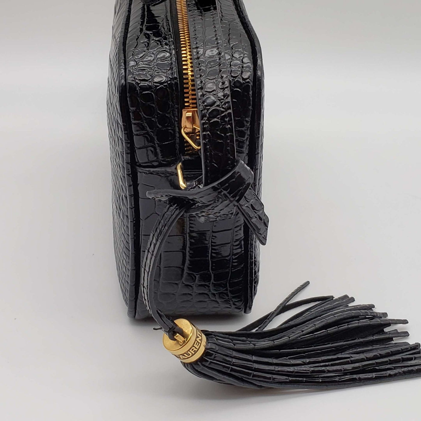 YSL Lou Camera Bag Embossed in Crododile Shiny Black Leather Bag - Luxury Cheaper